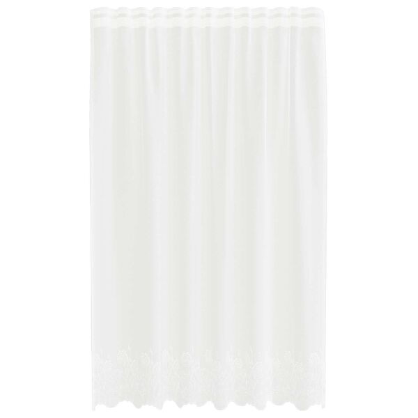 vidaXL Перде от дантела С завеси Флорален Бяло 200 x 150 cm Полиестер