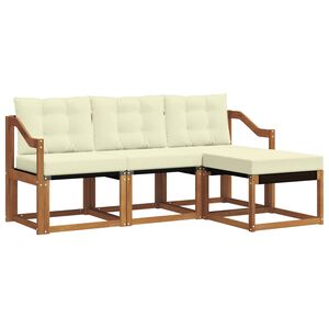 vidaXL Комплект дивани за открито 4 pcs Натурален и Крема