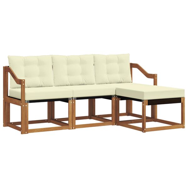 vidaXL Комплект дивани за открито 4 pcs Натурален и Крема