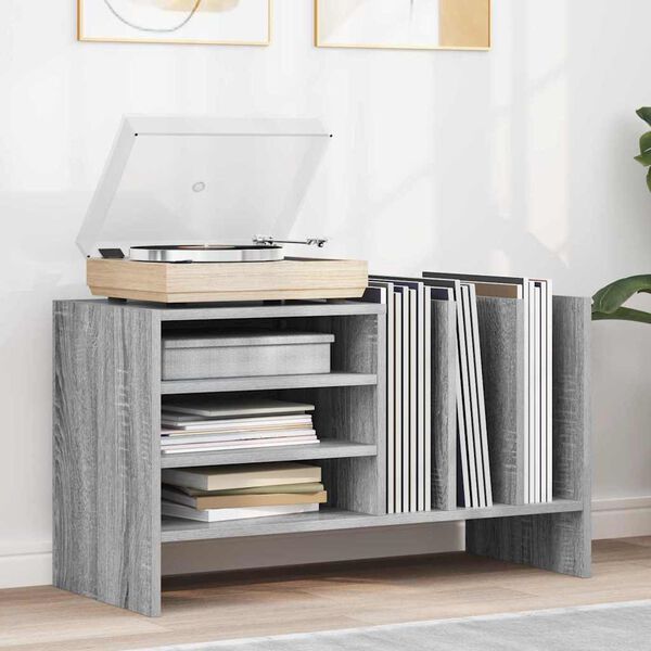 vidaXL Шкаф за грамофонни плочи с рафт Сив Сонома 78.5 x 35 x 45 см