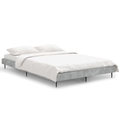 vidaXL Рамка за легло, бетонно сиво, 120x190 см, инженерно дърво