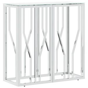 vidaXL Конзолна маса сребро 70x30x70 см неръждаема стомана и стъкло