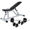 vidaXL Комплект лежанка с щанга и дъмбели, 60,5 кг