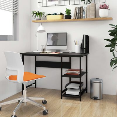 vidaXL Компютърно бюро, черно, 105x55x72 см, МДФ и метал