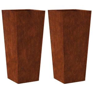 vidaXL Градински саксии 2 бр. 35x35x75 см Изветряла стомана