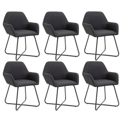 vidaXL Трапезни столове, 6 бр, черни, плат