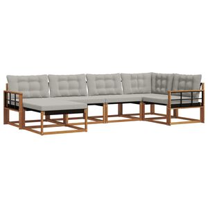 vidaXL Комплект дивани за открито 6 pcs Естествено и светло сиво