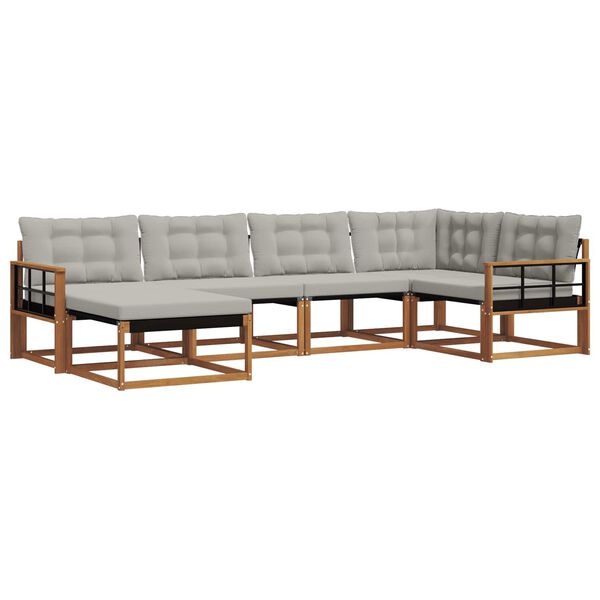 vidaXL Комплект дивани за открито 6 pcs Естествено и светло сиво