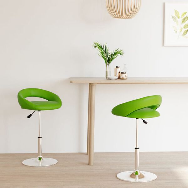vidaXL Въртящи се трапезни столове, 2 бр, зелени, изкуствена кожа