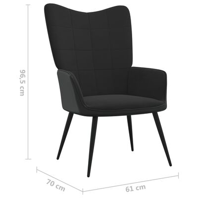 vidaXL Релаксиращ стол, черен, кадифе и PVC