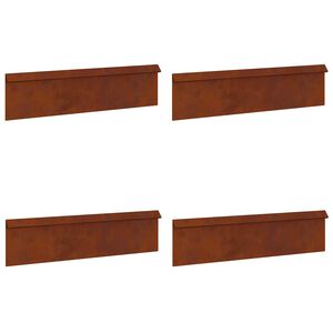 vidaXL Оградка за охлюви 4 pcs Ръждясало 100 x 3,5 x 25 см