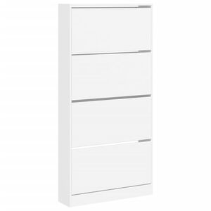 vidaXL Шкаф за обувки с 4 флип чекмеджета бял 80x21x163,5 см