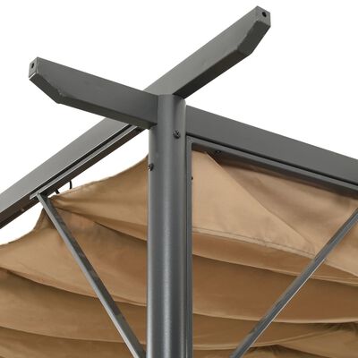 vidaXL Пергола с прибиращ се покрив, таупе, 3х3 м, стомана, 180 г/м²