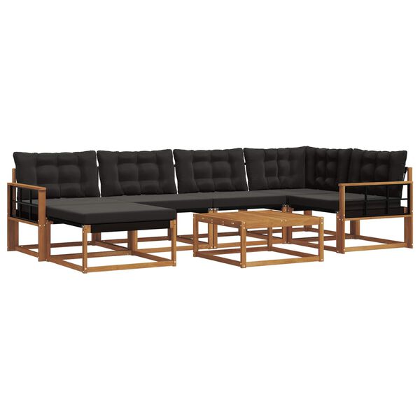 vidaXL Комплект дивани за открито 19 pcs Естествено и черно