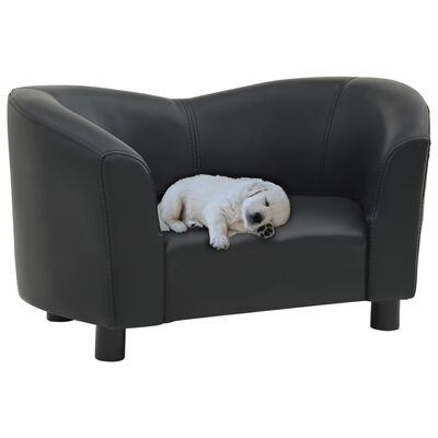 vidaXL Кучешки диван, черен, 67x41x39 см, изкуствена кожа