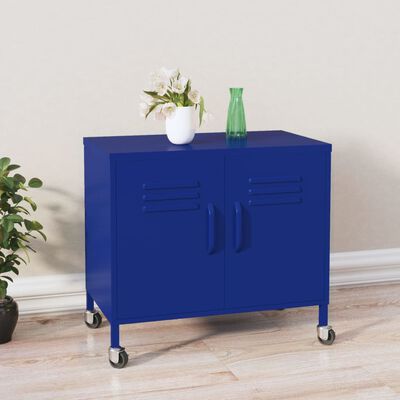 vidaXL Шкаф за съхранение, нейви синьо, 60x35x56 см, стомана