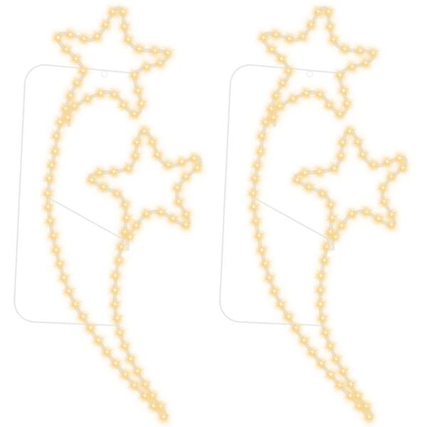 vidaXL Светещ маркуч с форма на звезди 2 бр топло бяло 125,5x53x4,5 см