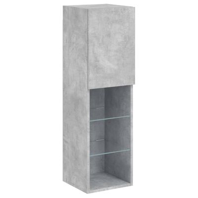 vidaXL ТВ стенни шкафове, 7 части, с LED светлини, бетонно сиви