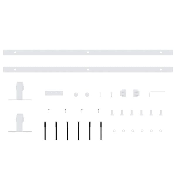 vidaXL Комплект за мини плъзгаща врата за шкаф, стомана, бял, 122 см