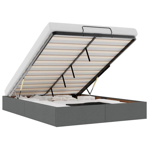 vidaXL Османска рамка за легло без матрак, тъмносива, 140x190 см, плат