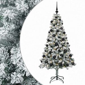 vidaXL Изкуствена коледна елха с топки 120 см 150 LED светодиода