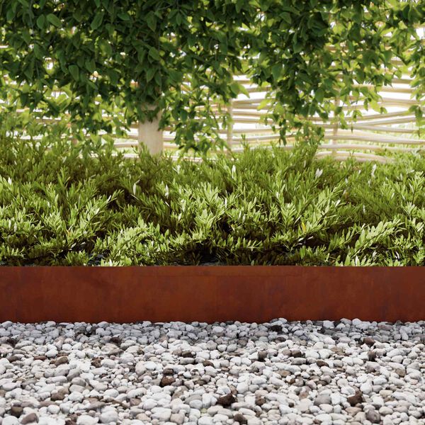 vidaXL Ограда за трева Ръждясало 450 x 0.05 x 15 см Патинираща стомана