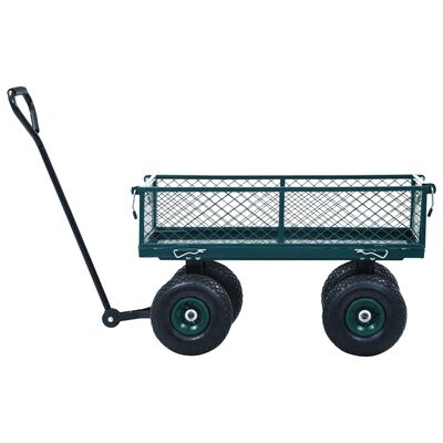 vidaXL Градинска ръчна количка, зелена, 250 кг