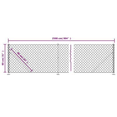 vidaXL Плетена оградна мрежа с фланец, зелена, 0,8x25 м