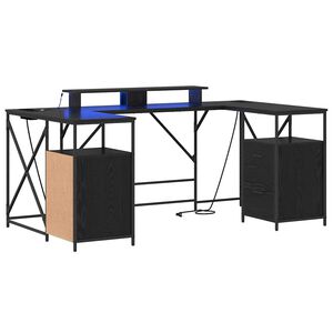 vidaXL Бюро Черния дъб Инженерна дървесина 182 x 101 x 87,5 см