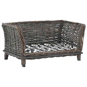 vidaXL Кошница за кучета, сива, 50x33x30 см, естествена върба