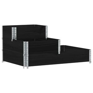 vidaXL 3-степенна повдигната леха, черна, 120x80 см, бор масив