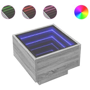 vidaXL Нощна масичка с Infinity LED, сив сонома, 40x40x30 см