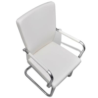 vidaXL Конзолни трапезни столове, 2 бр, бели, изкуствена кожа