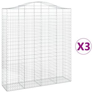 vidaXL Габионни кошници арка 3 бр 200x50x220/240 см поцинковано желязо