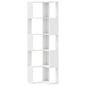 vidaXL Ъглова етажерка 5 нива бял 50x50x179 см инженерно дърво