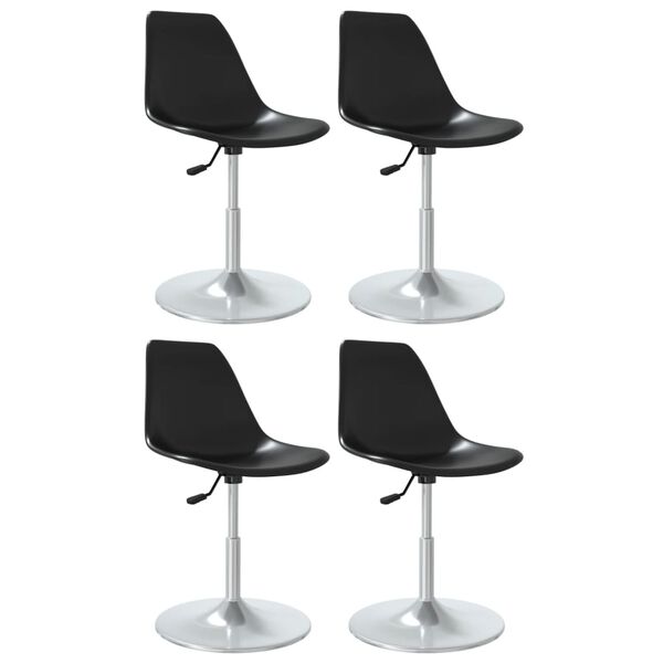 vidaXL Въртящи се трапезни столове, 4 бр, черни, PP