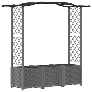 vidaXL Повдигнато легло с решетка и покривка Светлосиво ПП
