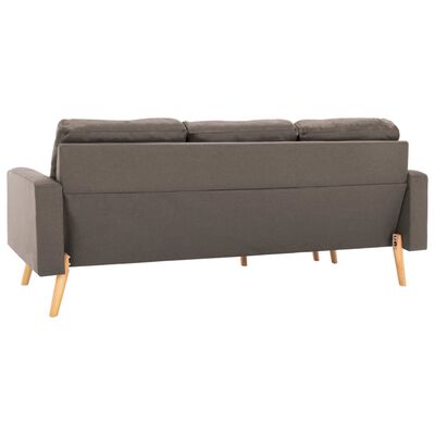 vidaXL 3-местен диван с поставка за крака, таупе, текстил