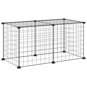 vidaXL Клетка за домашни любимци, 8 панела, черна, 70x35x35 см, стомана