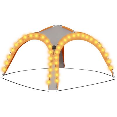 vidaXL Парти шатра с LED и 4 стени, 3,6x3,6x2,3 м, сиво и оранжево