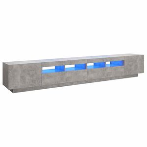 vidaXL ТВ шкаф с LED осветление, бетонно сив, 260x35x40 см