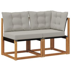 vidaXL Външен среден и ъглов диван с възглавница 2 Брой Естествен