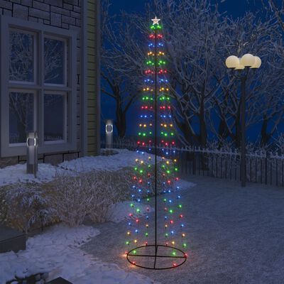 vidaXL Коледна елха конус, 136 LED цветни, декорация, 70x240 см