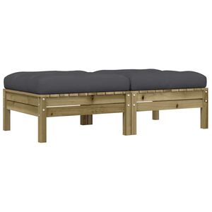 vidaXL Градински табуретки с възглавници, 2 бр, импрегниран бор