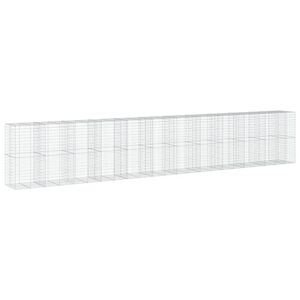vidaXL Габионна кошница с покритие, 1150x100x200см, поцинковано желязо