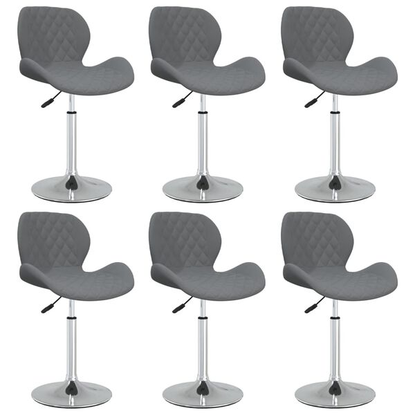 vidaXL Въртящи се трапезни столове, 6 бр, тъмносиви, кадифе