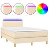 vidaXL Боксспринг легло с матрак и LED, кремаво, 120x200 см, плат
