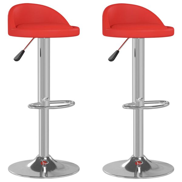 vidaXL Бар табуретки, 2 бр, червени, изкуствена кожа