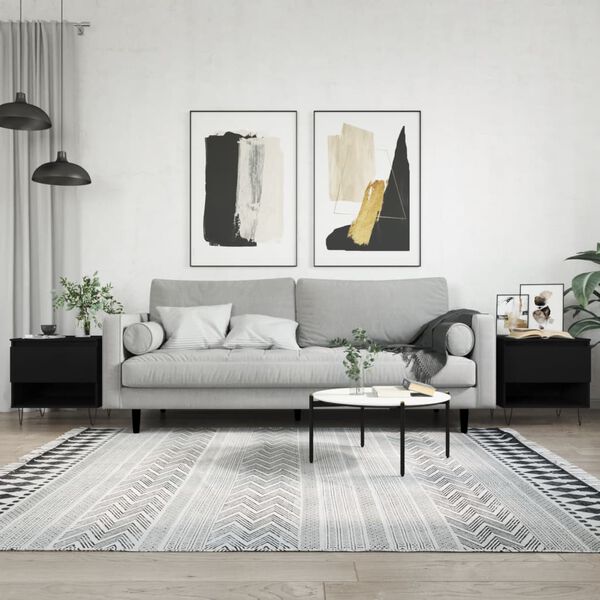 vidaXL Маси за кафе, 2 бр, черни, 50x46x50 см, инженерно дърво