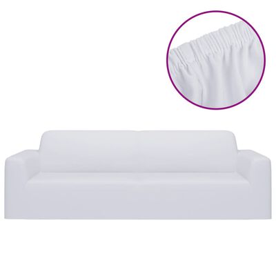 vidaXL Разтеглив калъф за 3-местен диван, бял, полиестерно жарсе